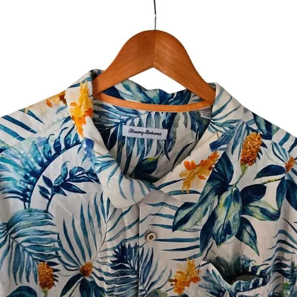 Tommy Bahama Mens 100% Silk 3XL Plus Tropical Print Hawaiian Shirt Orange Palm - Picture 7 of 11